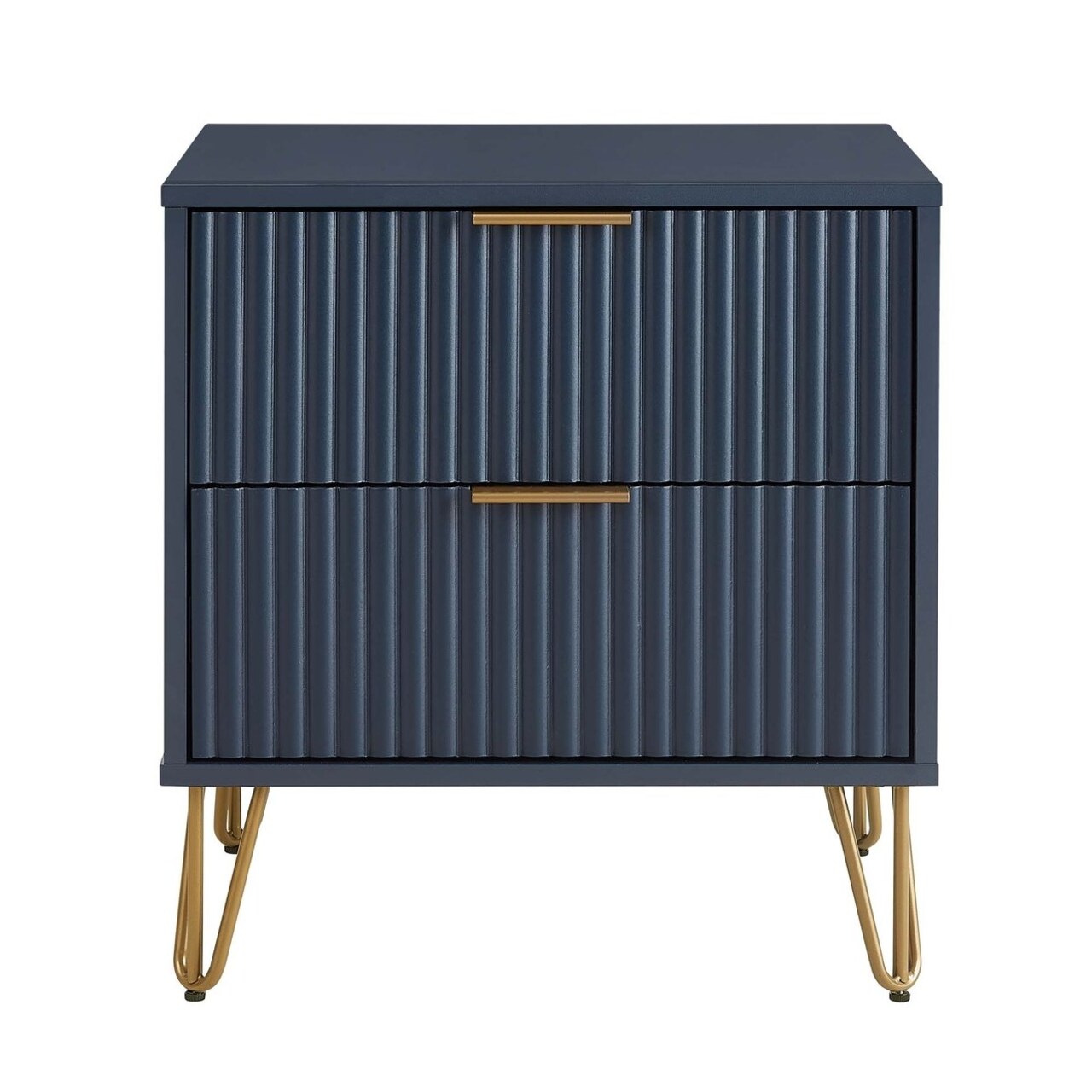 Manhattan Comfort DUMBO 2.0 Modern Nightstand with 2 Drawer and Metal Feet